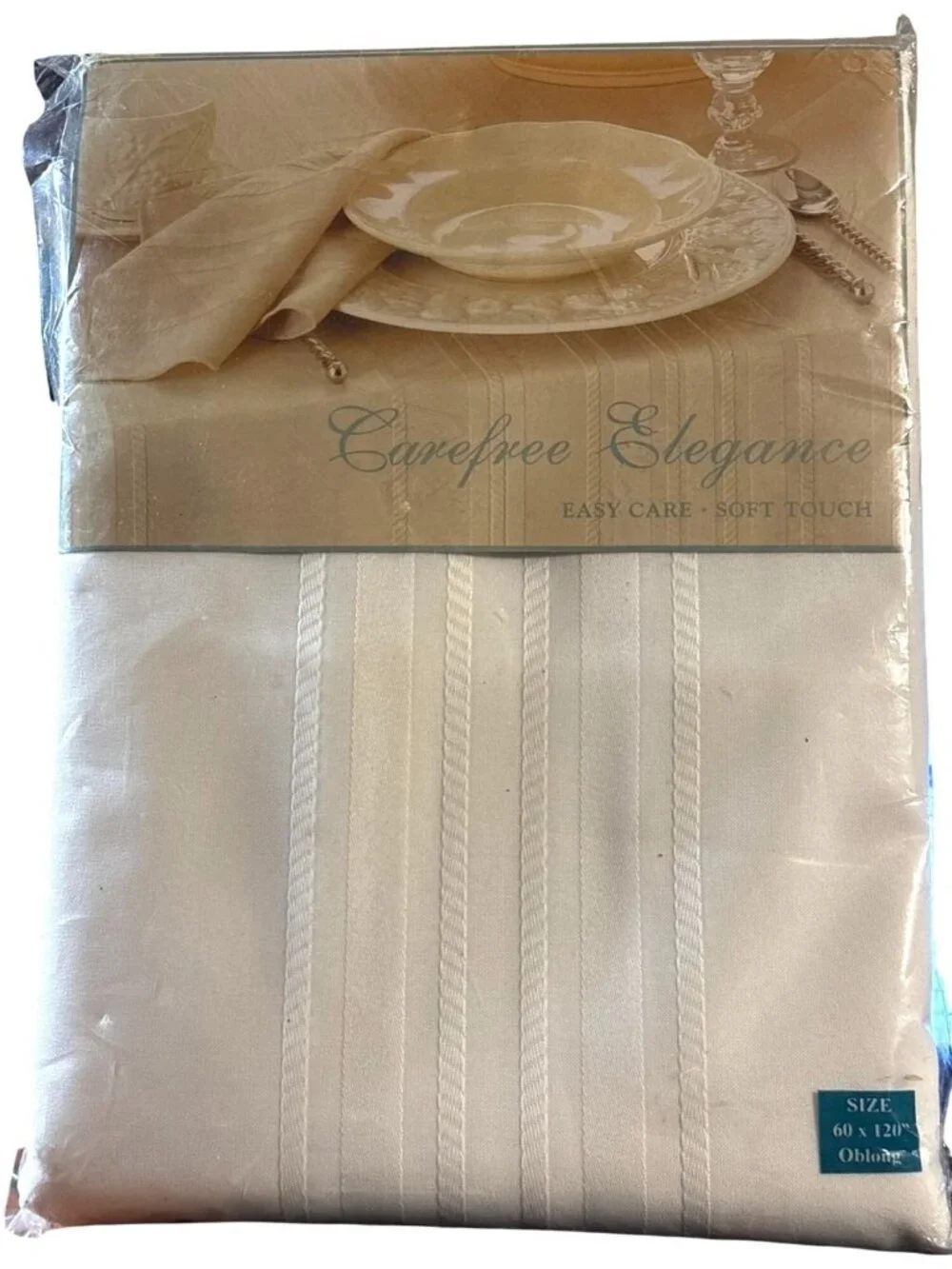 Bardwil Carefree Elegance Tablecloth 60 x 120 Oblong White Polyester Easy Care